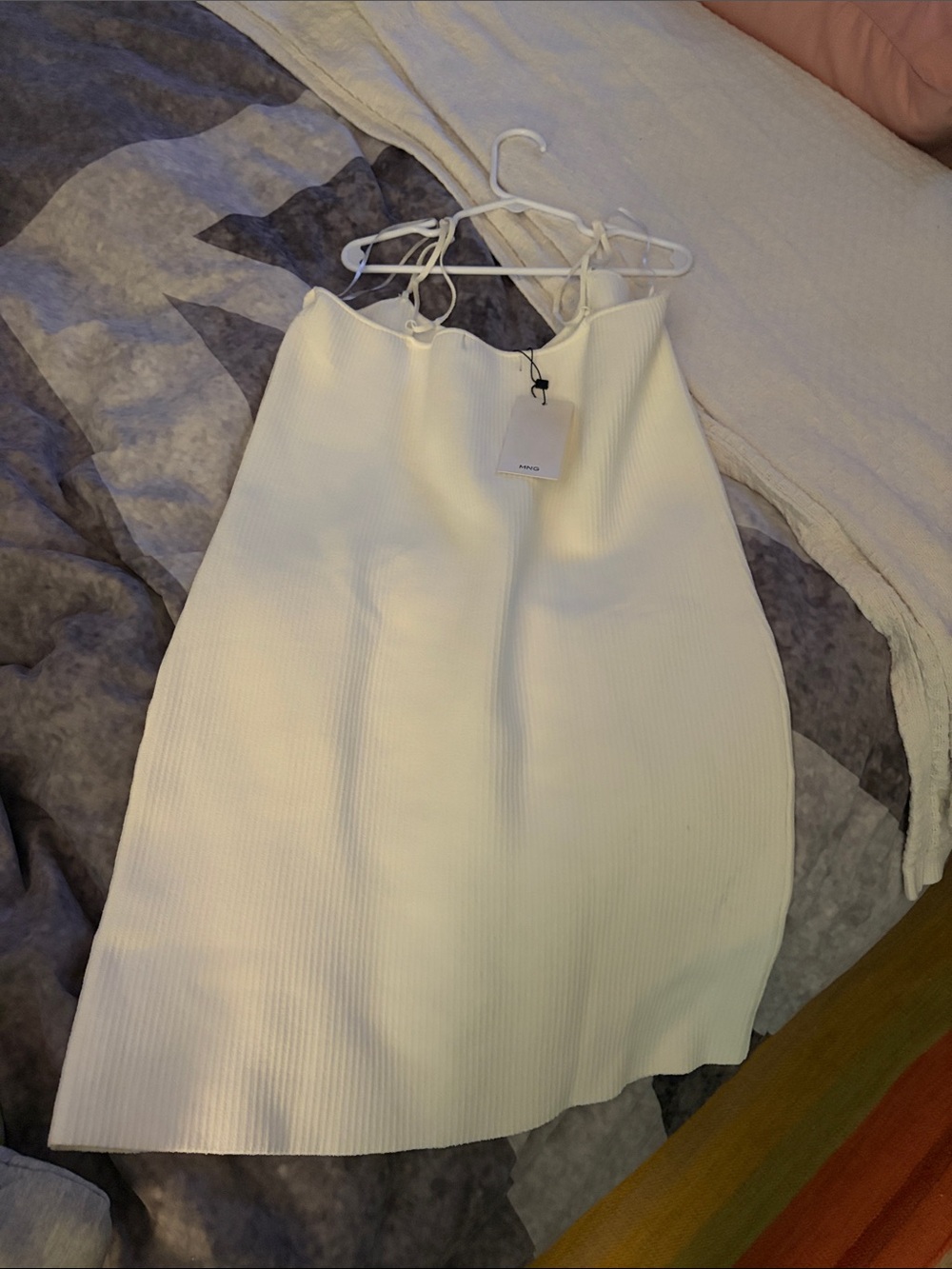 Mango white Ribbed Spaghetti-Strap Mini Dress - Picture 5 of 8